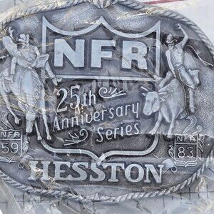 1983 NFR Rodeo Belt Buckle NOS Hesston Bronc Bull Riding Cowboy National Finals